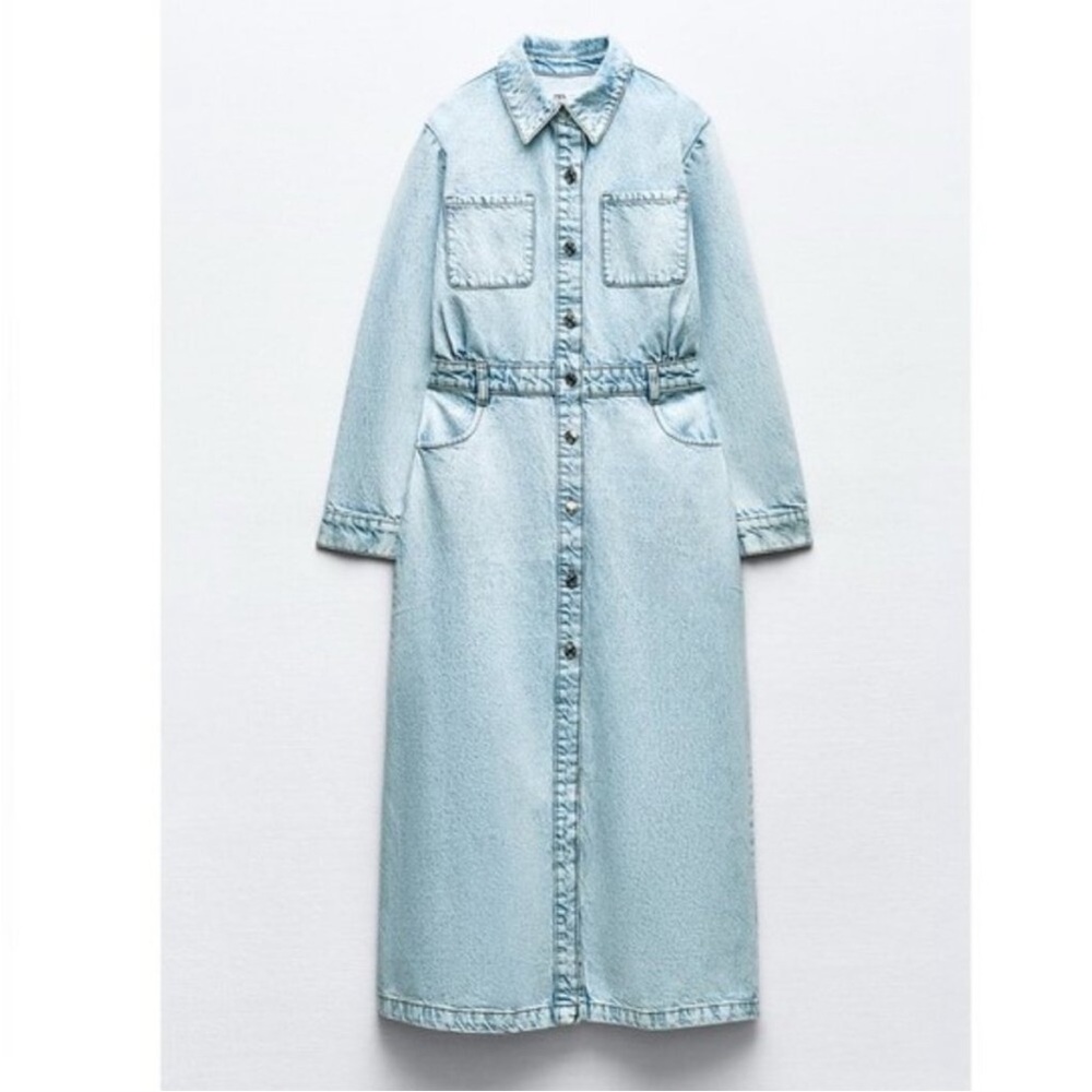 Zara Light Blue Denim Maxi Dress - Picture 8 of 8